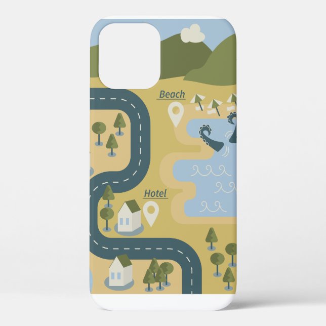 Stylish cartoon landscape vacation travel map Case-Mate iPhone case (Back)