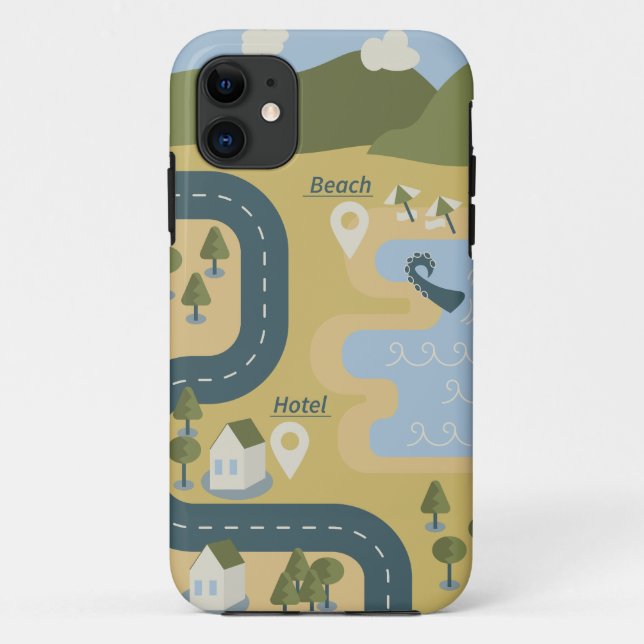 Stylish cartoon landscape vacation travel map Case-Mate iPhone case (Back)