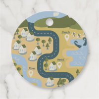 Stylish cartoon landscape vacation travel map