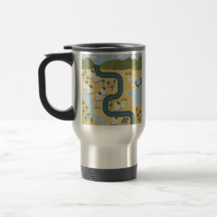 Stylish cartoon landscape vacation travel map mug
