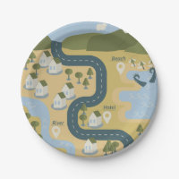 Stylish cartoon landscape vacation travel map