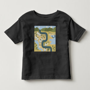 Stylish cartoon landscape vacation travel map toddler t-shirt