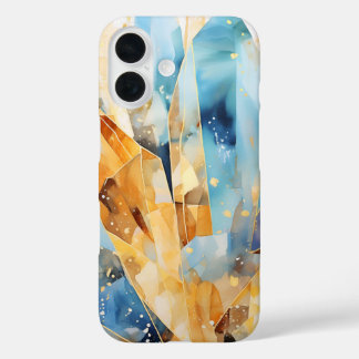 Stylish case with abstract crystals in blue shades