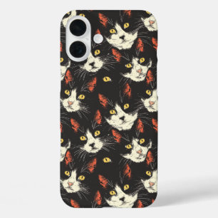 Stylish Cat Faces iPhone 16 Plus Case
