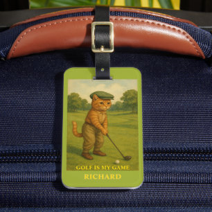 Stylish Cat Playing Golf Personalized  Luggage Tag