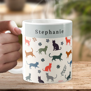 Stylish Cats Pattern Personalized Coffee Mug