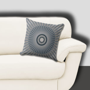 Stylish Centred Grey Star Flower Throw Pillow