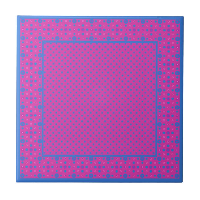 Stylish Ceramic Tile, Magenta: Bright Blue Dots Tile (Front)