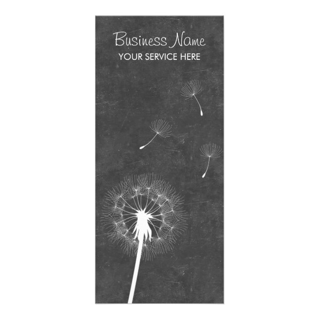 Stylish Chalkboard Dandelion Rack Cards (Front)