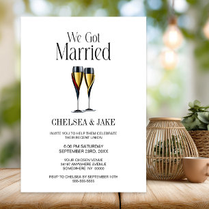Stylish Champagne Glasses Wedding After Party Invitation