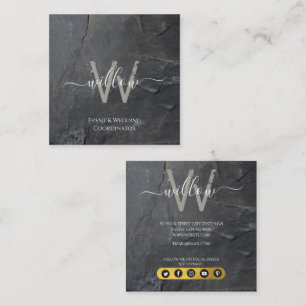 Stylish Charcoal Grey Stone Script Business Card