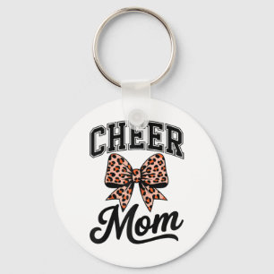 Stylish Cheer Mom Leopard Print Bow Keychain