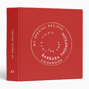 stylish chef cookbook, a simple & clean red binder