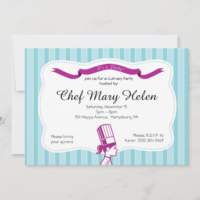 Stylish Chef Culinary Party Invitation (Front)