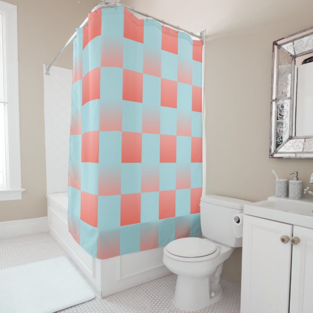 Stylish chequered gradient powder blue coral pink (In Situ)