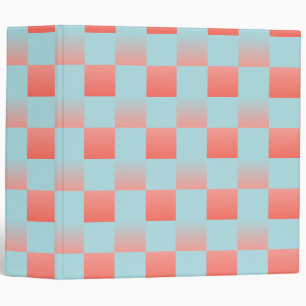 Stylish chequered gradient powder blue coral pink binder