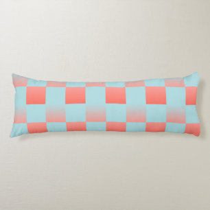 Stylish chequered gradient powder blue coral pink body pillow