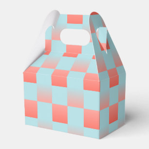 Stylish chequered gradient powder blue coral pink favor box