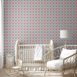 Stylish chequered gradient powder blue coral pink wallpaper