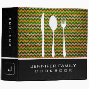 Stylish Chevron Family Cooking Leather Look #12 Binder