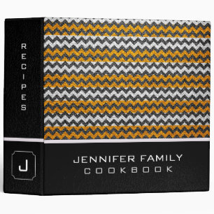 Stylish Chevron Family Recipes Leather Look #24 Binder