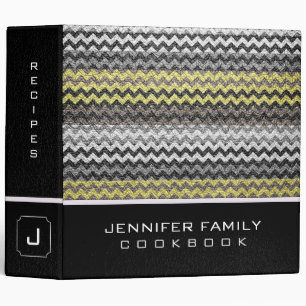 Stylish Chevron Family Recipes Leather Look #27 Binder