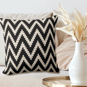 Stylish Chevron Pattern Black Off-white Throw Pillow