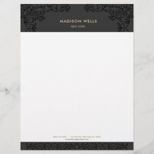 Stylish Chic Black Ornate Frame Letterhead