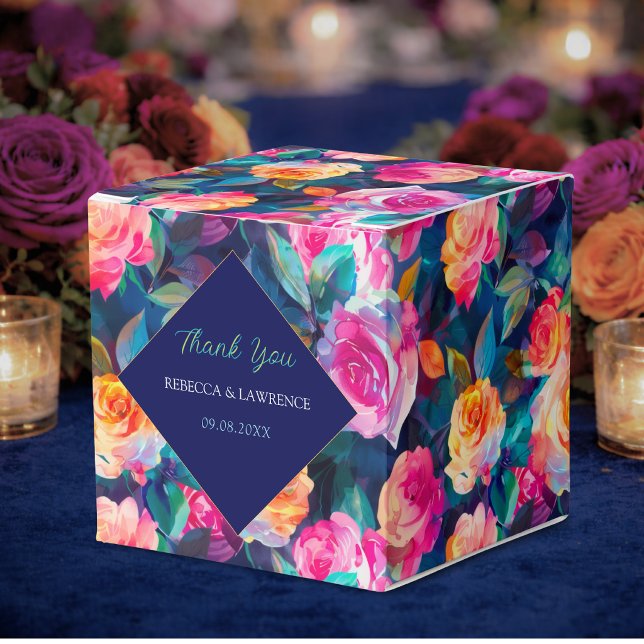Stylish chic Colourful flowers wedding Favor Box (Creator Uploaded)