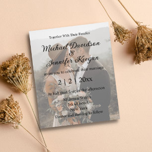 stylish chic couple faded photo wedding invitation flyer