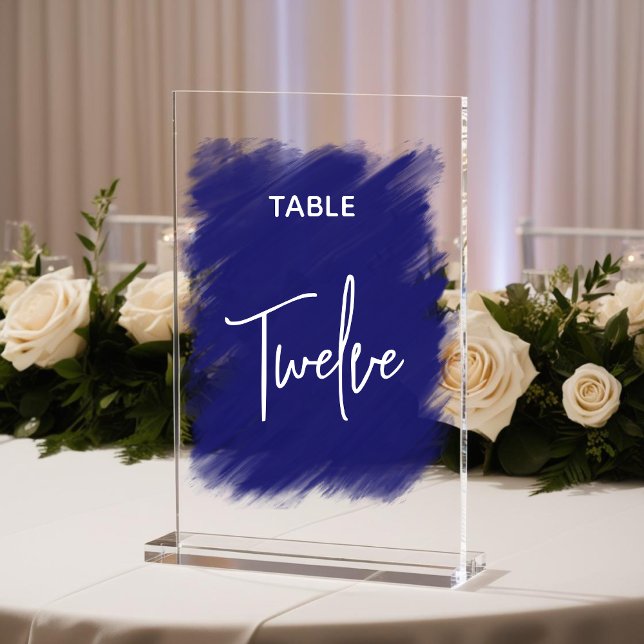 Stylish chic dark purple wedding table numbers acrylic sign (Creator Uploaded)