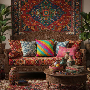 stylish chic elegant geometric colourful throw pillow
