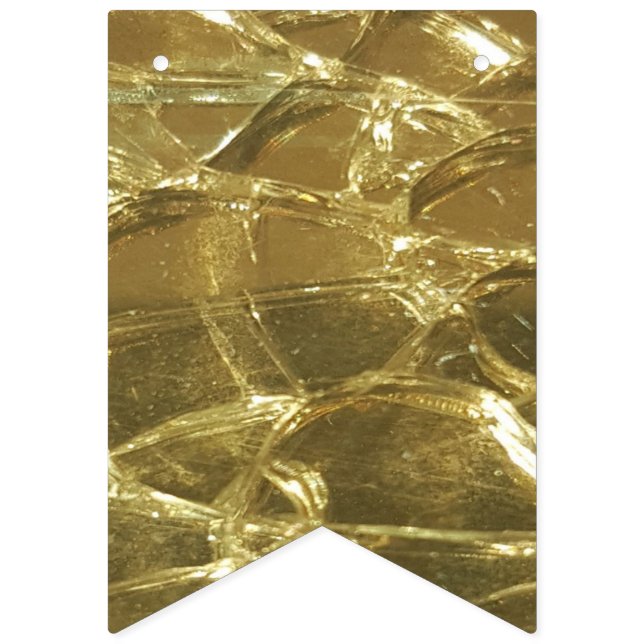 Stylish Chic Festive Shiny Gold Golden Glitter Bunting Flags (First Flag)