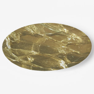 Stylish Chic Festive Shiny Gold Golden Glitter Paper Plate