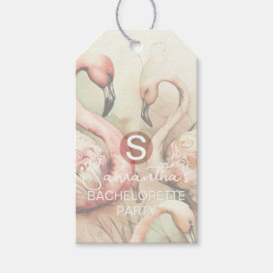 Stylish Chic Flamingo Monogram Personalized Gift Tags