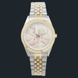 Stylish Chic Flamingo Monogram Personalized Watch<br><div class="desc">Personalized watch featuring a flamingo design. Just change the text to suit your event along with your desired monogram and name. Use the template to personalize.</div>