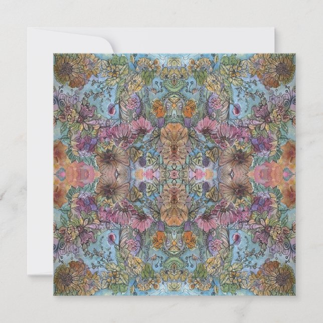 Stylish Chic Flower Garden Watercolor Painting  Card (Front)