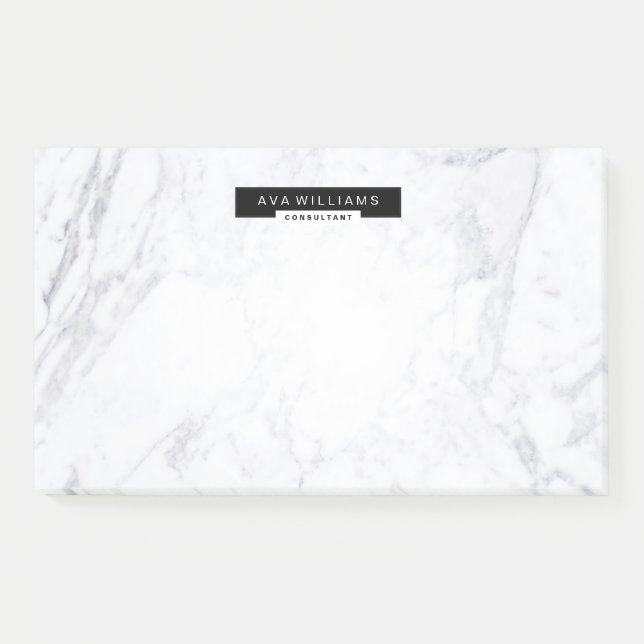 Stylish Chic Minimalist Marble Clean B & W 10"x6" Post-it Notes (Front)