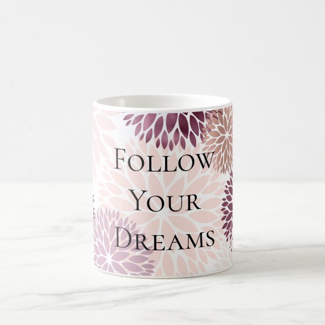 Stylish Chic Pink Floral  Coffee Mug (Center)