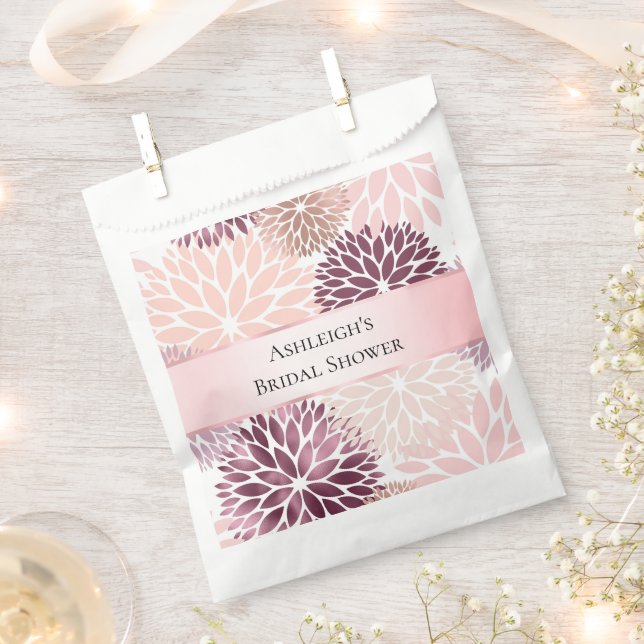 Stylish Chic Pink Floral Favour Bag (Clipped)