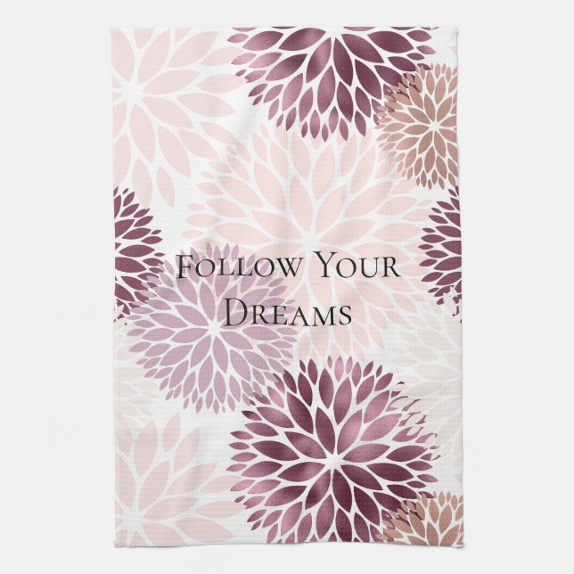 Stylish Chic Pink Floral  Kitchen Towel (Vertical)