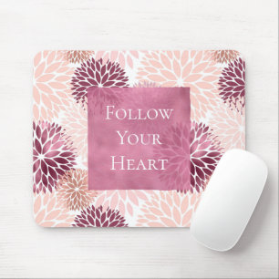 Stylish Chic Pink Floral Mouse Pad