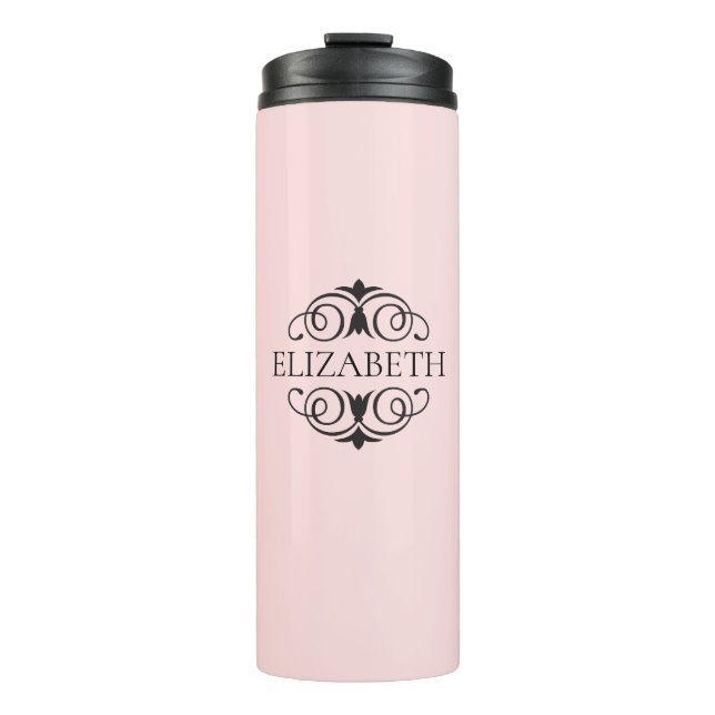 Stylish Chic Pink Monogram Thermal Tumbler (Front)
