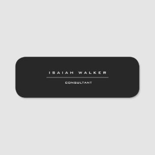 Stylish Chic Plain Unique Special Black & White Name Tag