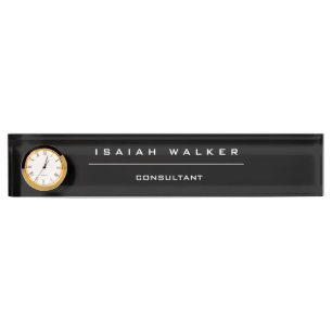 Stylish Chic Plain Unique Special Black & White Nameplate