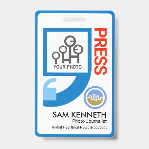 Stylish Chic Quotation Marks Motif Press Reporter Badge