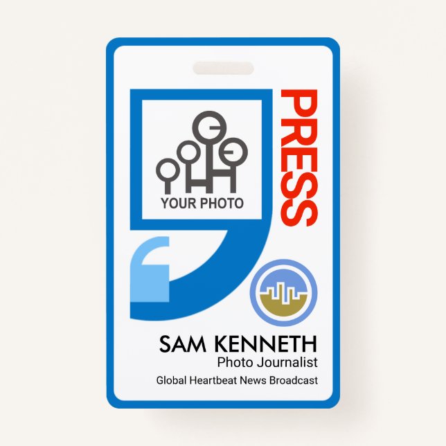 Stylish Chic Quotation Marks Motif Press Reporter Badge (Front)
