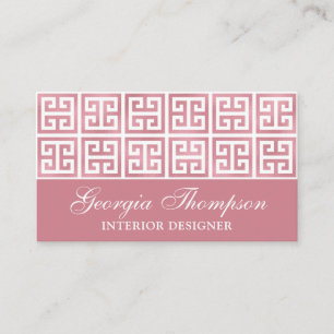 Stylish Chic Rose Gold Geometric Interior Designer Business Card