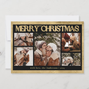 Stylish Chic Typography Photo Collage Christmas Holiday Card