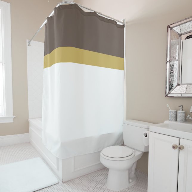 Stylish Chic White Brown Matte Gold Top Stripes (In Situ)